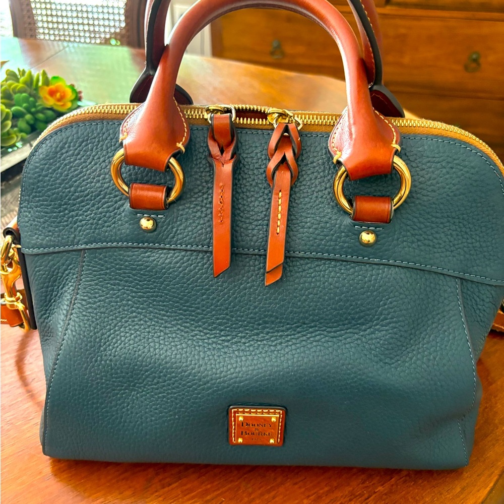 Dooney & Bourke Blue and Brown Satchel